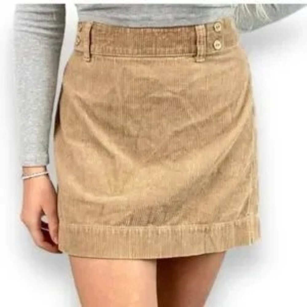 Ann Taylor LOFT Tan Corduroy Mini Skirt Size 0